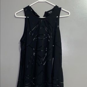 Black Partially Mesh Tank Top